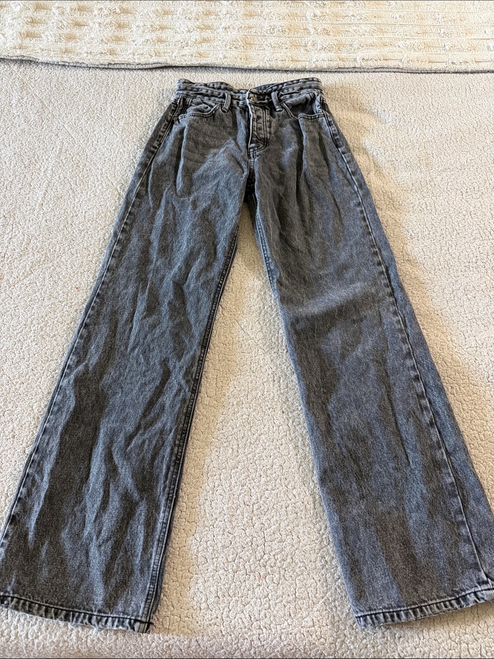 KanCan Gray High Waisted Button Fly Wide Leg Jeans 25